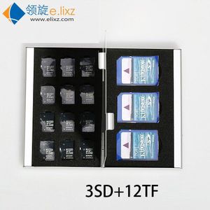Zilver Rood Blauw Goud 15 In 1 Aluminium Opbergdoos Tas Memory Card Case Wallet Grote Capaciteit Voor 3 * Voor Sd 12 * Mirco