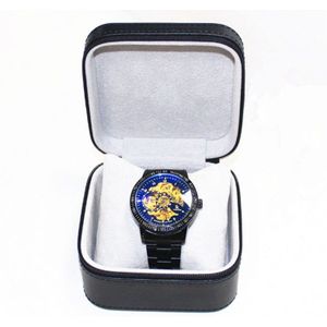 PU Business Horloge Doos Zwart Roll Herenhorloge Opbergdoos Enkele Pakket Vrouwen Horloge Case Met Zip C028