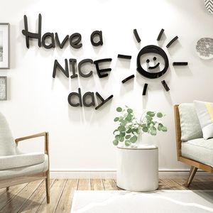 3D Acryl Letters Zon Muursticker Home Room Sofa Achtergrond Decal Decor 3D Stickers