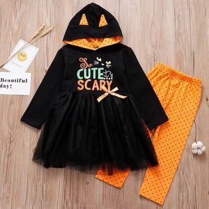 Holloween Kids Meisjes Kleding Set 1-5 Jaar Oud Cosplay Custumes Peuter Meisje Outfits Patchwork Jurk + Broek 2 Stuks Set