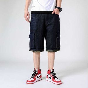 Zomer Hip Hop Harem Jeans Shorts Mannen Casual Denim Cargo Shorts Straight Losse Baggy Boardshorts Beach Shorts Man Kleren