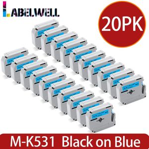Labelwell 20PK M-K231 MK-231 MK231 431 531 631 Compatibel Voor Brother Mk 231 P-Touch PT-80 PT-70 PT-60 PT-45M PT-100 Label Maker