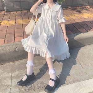 Japanse Zoete Schattige Pop Kraag Lolita Jurk Zomer Gothic Victoriaanse Wit Angel Kawaii Lolita Dagelijkse Jurken Party Kostuums