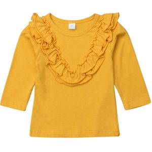 Pudcoco Kids Baby Meisjes Cotton Lange Mouwen T-shirt 0-5 Jaar Kinderen Kleding Casual Ruches Solid Tops Tee