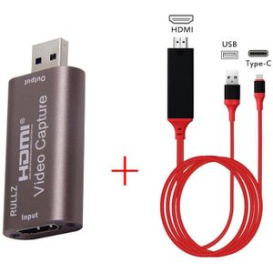 Mini Video Capture Card Usb 3.0 Hdmi Video Capture Grabber Telefoon Game Camera Capture Opname Box Ios Naar Hdmi/type-C Naar Hdmi