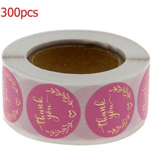 500Pcs/Roll Roze Dank U Stickers Roll Goud Folie Zelfklevend Label Voor Envelop Afdichting Bruidstaart Decoratie Kleine business
