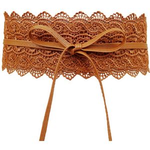 Taille Cincher Vrouwen Jurk Strik Taille Band Faux Lederen Kant Brede Decor Riem Gordel Taille Band Bandage Rood Wit zwart