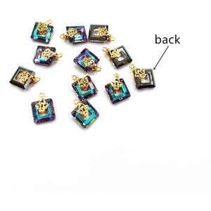 ! 14X10Mm 50 Stuks Koper/Glas Kristal Plein Charm Charfor Sieraden Oorbellen Diy Onderdelen, sieraden & Components