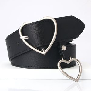 Retro Jeans Decoratieve Tailleband Pu Lederen Met Hartvormige Hanger Brede Taille Riem Vrouwen Riem Legering Hart Pin Gesp