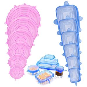 6 Pcs Herbruikbare Silicone Stretch Deksels Voedsel Cap Verse Afdichting Silicone Cover Pan Pot Schotel Microware Cover Extensible Magie Deksel