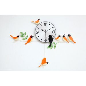 de wandklok woondecoratie quartz klokken schilderen horloge morden vogels unieke ambachtelijke keer sweep