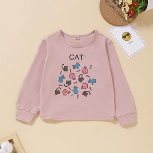 Keaiyouhuo Herfst Kleding Baby Boy Kleding Sweatshirt Voor Tieners Lange Mouw Roze Leuke Kat Print Kleding Voor Meisjes 1-4 Leeftijd