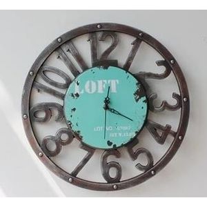 Grote Creatieve Retro Landelijk Nostalgie Wandklok Home Decor Tijd Vintage Uitgeholde Horloge Loft Klok