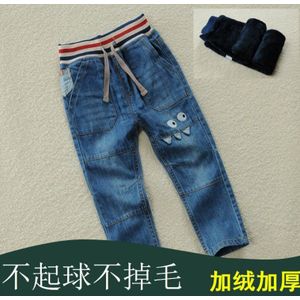 Winter Kinderen Jongens Jeans Plus Fluwelen Dikke Broek Cartoon Kinderen Broek