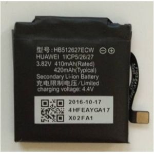 HB512627ECW Batterij voor HUAWEI HORLOGE 2 Horloge Smartwatch Li-Polymeer Polymeer Oplaadbare Accumulator Vervanging 3.82V 410mAh