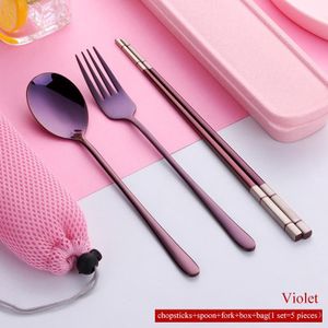 Koreaanse Voedsel Gold Eetstokjes Lepel Vork Set Rvs Lange Steel Dessert Lepels Vork Chopstick Geschenkdoos Servies Set