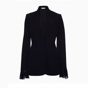 Twotwinstyle Zwart Patchwork Kant Blazer Voor Vrouwen V-hals Flare Mouw Elegante Blazers Vrouwelijke Mode Kleding Herfst