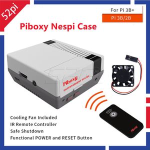 52Pi Piboxy NES NESPi Case met IR Afstandsbediening Functionele Power Reset Shutdown Knop Controle Koelventilator voor Raspberry Pi 3B +/3B