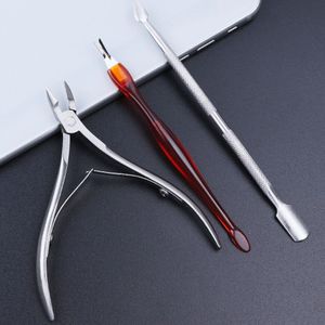 10 stijl Rvs Cuticle Remover Dubbele Hoofd Pusher Vinger Dode Huid Push Nail Art Pedicure Manicure Care Tool TR34-43