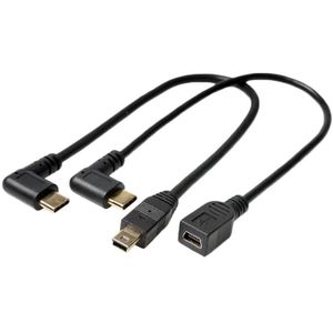 Schuine 90 graden USB C Micro B Mini USB 5Pin Male naar USB 3.1 Type C Elleboog Micro USB 2.0 OTG Data Adapter Kabel