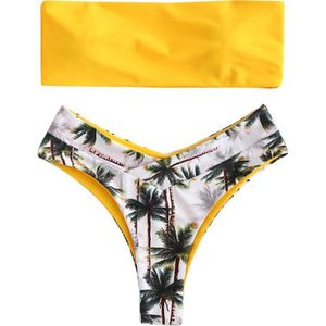 Badmode Vrouwen Badpak Coconut Print Braziliaanse Bikini Set Push Up Badpak Vrouwelijke Zomer Beachwear Biquini
