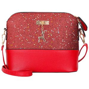 Eenvoudige Vrouwen Schoudertas Luxe Handtas Voor Vrouwelijke Glitter Shell Vorm Mini Crossbody Pack Dames Rits Messenger Bag