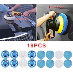 12 Stuks Auto Wax Pad 12.7Cm/5 Inch Blauw + Wit Microfiber Polijsten Pads + 4 Stuks Waxen motorkap Cap Voor 5-6in Auto Polijstmachine