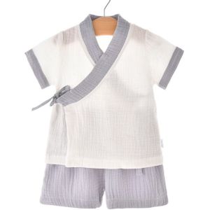 Baby Gaas Kimono Troost Korte Mouwen kinderen Nachtkleding Pak Pyjama Sets Voor Kids Hanfu Stijl Pyjama Kerstcadeau Z885