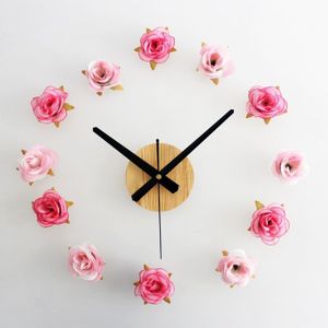 Romantische Diy Wandklok Grote 3d Rose Woonkamer Mooie Bloemen Secret Stash Creatieve Orologio Da Parete Muur Decor SC366