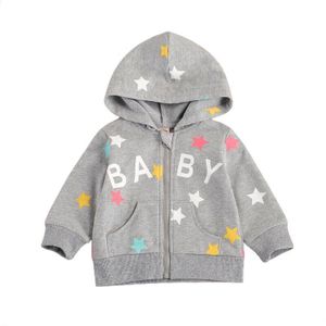 Kinderen Baby Meisjes Jongens Sweatshirts Casual Hooded Zipper Vest, Brief Ster Lange Mouw Losse Top Met Pocket, dagelijks Leven