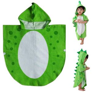 Kinderen Badhanddoek Badjas Kids Hooded Strand Zwemmen Poncho Dinosaurus Patroon (Groen + Wit 55 Cm X 110 Cm)