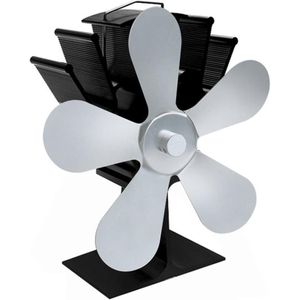 5 Blades Warmte Aangedreven Kachel Fan Zwart Haard Log Hout Brander Eco Fan Rustig Thuis Haard Ventilator Efficiënte Warmteverdeling