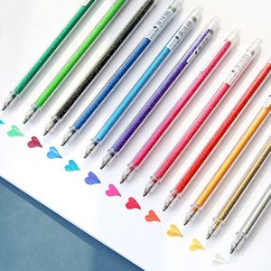 12PCS Flash kleur markeerstift set 1.0mm balpen marker liner benadrukken tekening verf album art School f894