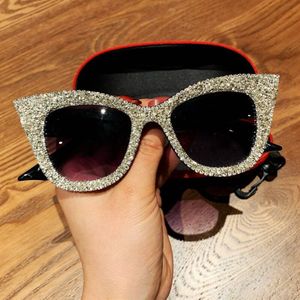 Oversized Zonnebril Vrouwen Handgemaakte Bling Cat Eye Zonnebril Dames Vintage Clear Leesbril Shades Oculos
