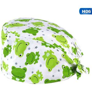 Knop Verstelbare Pet Grooming Agentschap Werk Scrubs Caps Cartoon Leuke Verpleegster Cap Kat Afdrukken Werken Cap Anti-stof