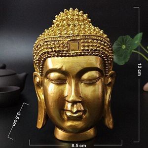 Gouden Boeddha Hoofd Standbeeld Muur Decoraties Sakyamuni Tathagata Boeddha Sculptuur Hars Ambachten Ornament Huisinrichting Standbeelden