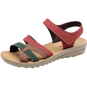 Vrouw Flats Sandalen Luxe Lederen Sandalen Vrouwen Zomer Comfort Casual Werk Schoenen Dames Wedge Sandalias Bajitas