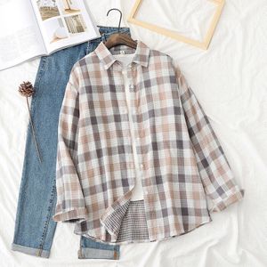 H. Sa Plaid Shirt Voor Vrouwen Casual Losse Rode Blouses Kleding Revers Lange Mouwen Button Shirt Lace-Up dames Jas Tops