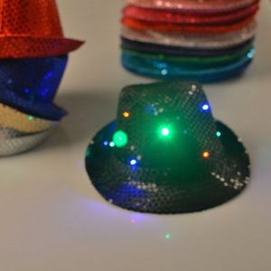 LED Kleurrijke Shine Pailletten Cowboyhoed Dansen Feestjurk Up Grappig Halloween Kerst Formele Hoed Monochrome