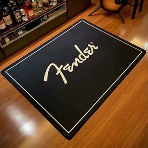 Fender Zwart Moderne Gedrukt Flanel Gebied Tapijt Gedrukt Gebied Tapijt Vloer Tapijt Voor Muziek Kamer Slaapkamer Thuis Bar Decoratieve