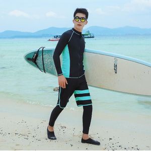 Koreaanse Japan Style Rashguard Man Zwemmen T-shirt + Legging + Kofferbak Set Lange Mouwen Surfen Pak Mannelijke Uv badmode Plus Size