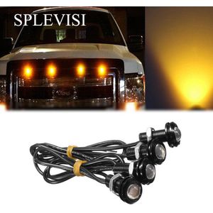 4Pc Waterdichte Amber/Wit/Blauw Led Grille Verlichting Kit, Universal Fit Truck Suv Svt Raptor