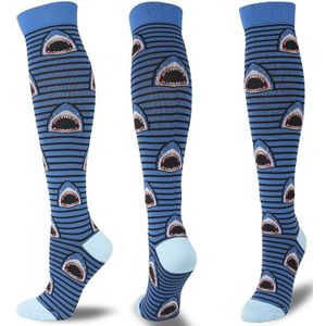 Cartoon Compressie Sokken Mannen Vrouwen Cactus Vlinder Mermaid Shark Happy Grappig Spatader Verpleging Compressie Sokken