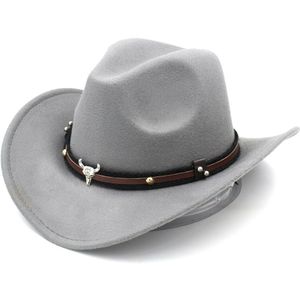 Mistdawn Wild Western Cowboy Hat Cowgirl Sombrero Cap Wool Blend Stiff Wide Brim with Tauren Leather Belt Size 56-58cm BBI