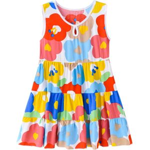 Ruches Kinderen Jurken O Hals Prinses Jurken Casual Strand Kleding Baby Meisjes Jurk 7 Jaar Oud Meisje Платье Летнее платья