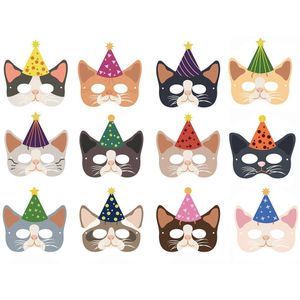 Kids Verjaardagsfeestje Masker Leuke Huisdier Katten Thema Party Decoraties Cartoon Kat Maskers Baby Shower Party Gunsten Supplies