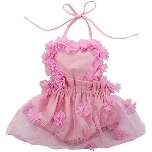 Pasgeboren Baby Meisje Tule Romper Jurk Mouwloze Kant Bloemen Jumpsuit Outfits Zomer Kleding