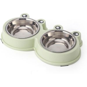 Dubbele Pet Kat Bowls Duurzaam Rvs Non-Slip Feeder Voor Small Medium Honden Katten Voedsel Water Voeden Huisdieren kom Accessoires