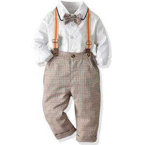 Citgeett Herfst Herfst 2Pcs Kids Baby Jongens Gentleman Formele Outfits Shirt Tops Bib Broek Plaid Overalls Lente Set