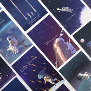 30 Sheets/Set Sterrenhemel Lichtgevende Postkaart Astronaut Droom Wenskaart Verjaardag Brief Card
